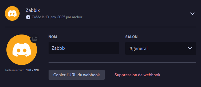 Création du webhook